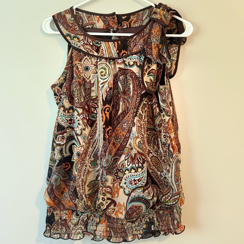 BCX Short Sleeve Elegant Office Blouse with Liner Size L